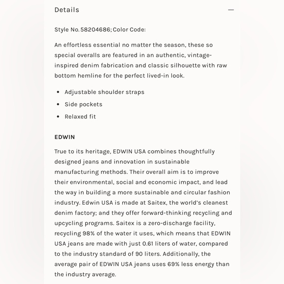 NWT Anthropologie Edwin Sadie Utility Denim Overalls RipTide Size L - Picture 3 of 10